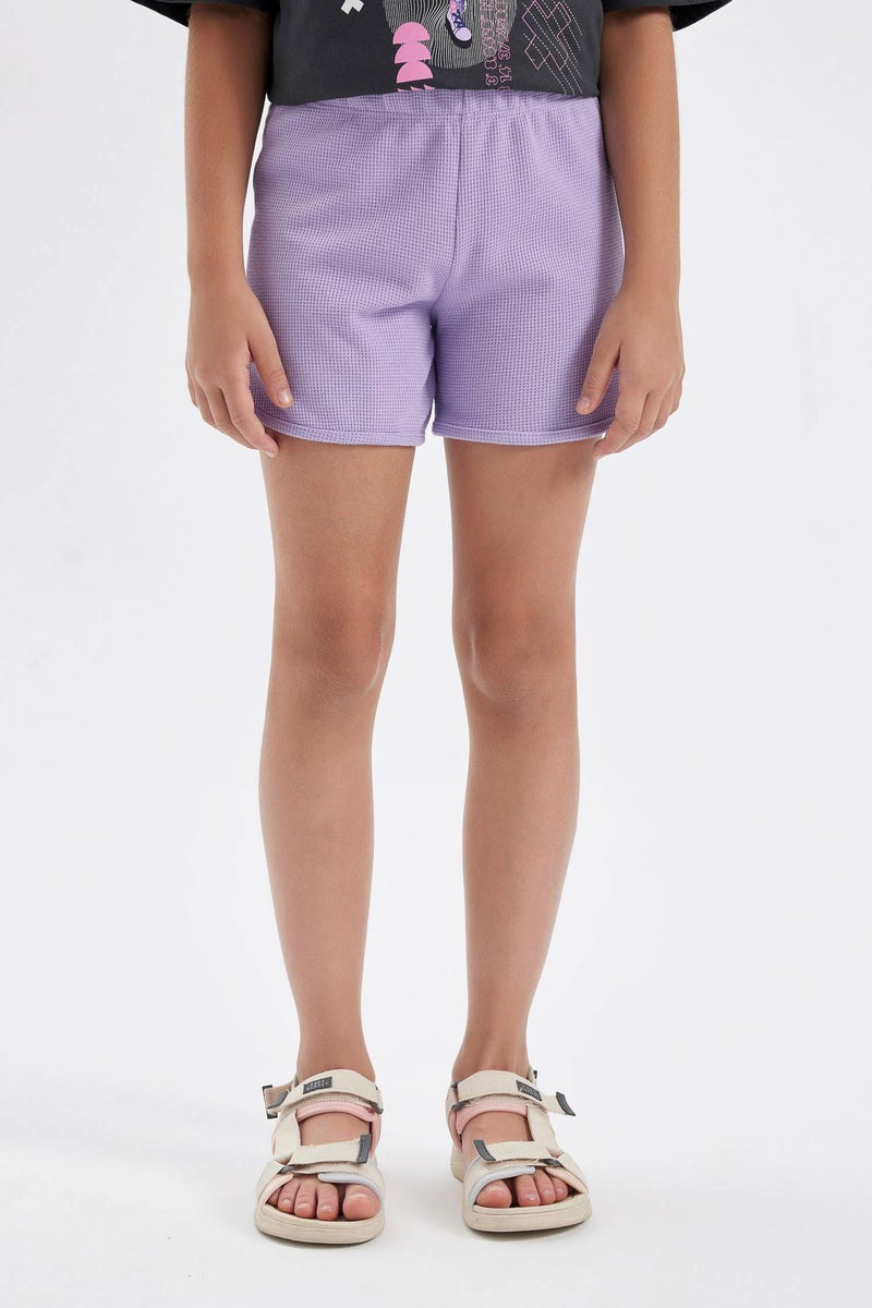 DeFacto Purple Girl Girl Waffle Shorts Casual - Image 4